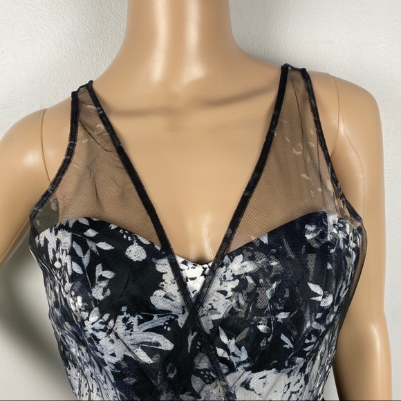 NEW PARKER FLORAL PRINT MESH OVERLAY MINI DRESS - Picture 4 of 8